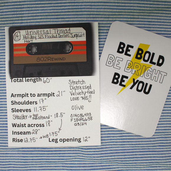 NEW 14 Universal Thread Jumpsuit Olive Zip Stretch Velvety Flocked Denim Stretch - Picture 6 of 16